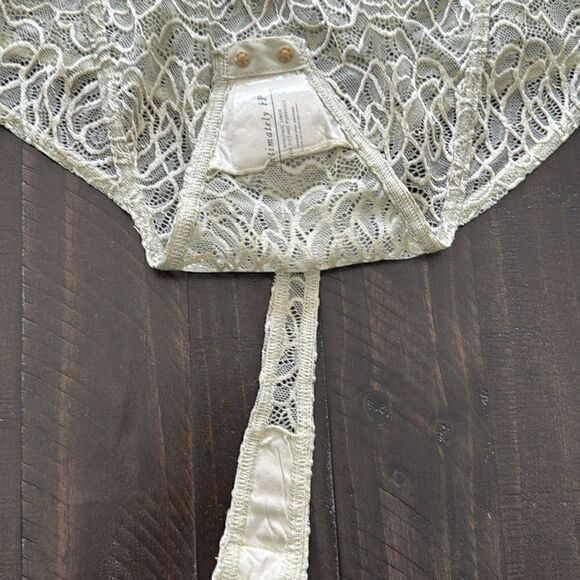 NWOT Free People In My Head Bodysuit Floral Lace Sheer Square Neck Feminine M - Picture 8 of 11